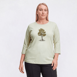 Plus Size Hasting & Smith 3/4 Sleeve Embroidered Tree Tee